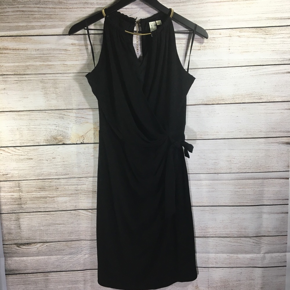 Emma and Michele Side Tie Above Knee Black Dress